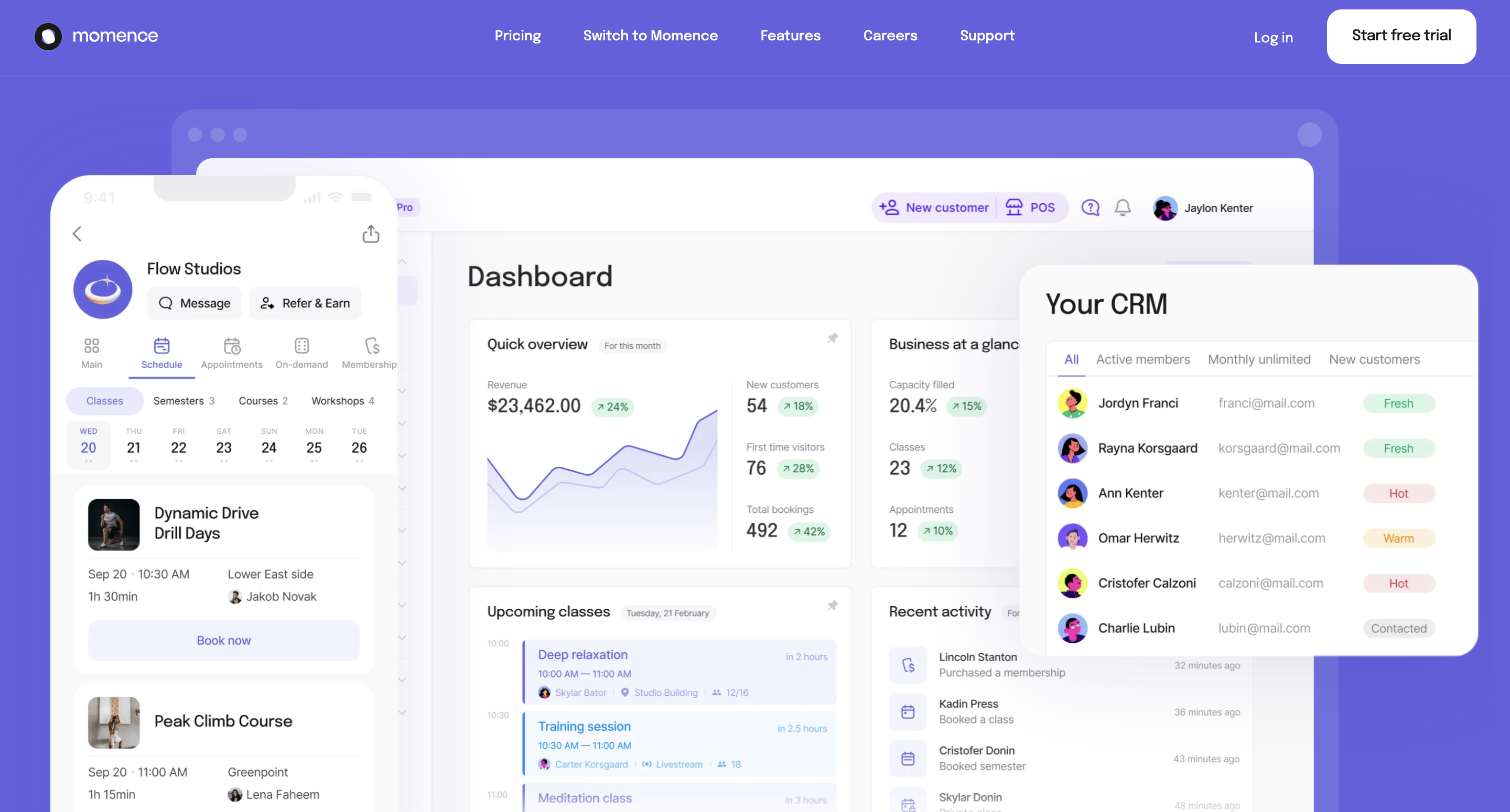 Momence is one of the top pilates studio management software